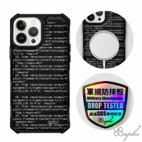 apbs iPhone 13 Pro Max / 13 Pro / 13 軍規防摔皮革磁吸手機殼-經典牛紋-程式碼-黑殼