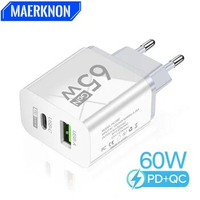 PD 65W GaN USB Charger Fast Charging Quick Charger 3.0 Wall Charger Adapter For iPhone Xiaomi Samsung Portable Phone Charger