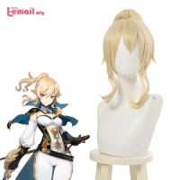L-email wig Genshin Impact Jean Cosplay Wigs with Ponytail Blonde Curly Wig with Bangs Heat Resistant Synthetic Hair Game Cos
