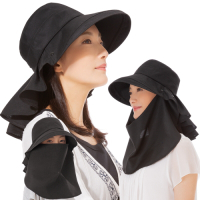 日本sunfamily 3用降溫涼感面罩式抗UV護頸寬緣帽 (黑色)