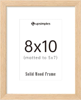 upsimples 8x10 Picture Frame Natural Solid Wooden Picture Frames Display 5x7 with Mat or 8 x 10 With