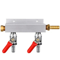 2-Way CO2 Air Distribution Manifold Splitter Draft Beer Barrel with Check Valve Homemade Beer Brewing Tool