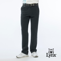 【Lynx Golf】男款日本進口類燈芯絨布料後袋配色織帶設計平口基本版休閒長褲-深灰色
