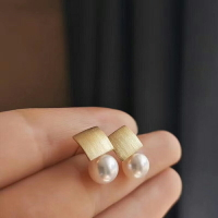 DIY珍珠配件 925銀耳釘空托 時尚款珍珠耳墜耳飾托 配8-12mm圓珠
