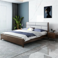 全實木床1.8米現代簡約雙人床主臥北歐白蠟木純實木床軟靠大床