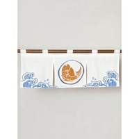 🔥現貨🔥Kaya波紋魚純棉短暖簾(白色/藍色) 廚房 餐廳 日本風 日本料理 生魚片 門簾 窗簾-富士通販