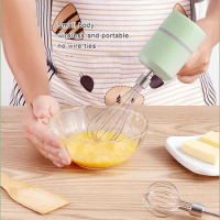 Portable Electric Egg Yolk Beater Stainless Steel Cream Mixing Whisk Batter Mixer Blender Cooking Kitchen Gadget White