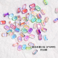 50PCS Nail Art 1 Box of Aurora Transparent Crystal Macarons Decoration Gradient Color Rock Sugar Diamond Gems DIY Accessories