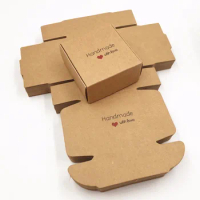 20pcs 65*65*30mm Kraft Aircraft Handmade with love Packing Gift Box Jewelry/Cake/Handicraft/Candy/Handmade Soap Paper Boxes