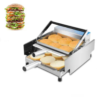 Electric Bake Burger Making Machine Commercial Double Layer Batch Bun Toaster Heater Toasted Bread Machine