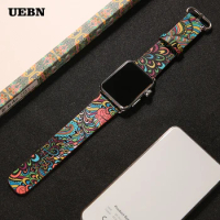 Painted Leather Bohemian Band For Apple Watch Series 6 5 44mm 40mm Band IWatch 42mm 38mm Strap Bracelet Watch bands