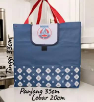 Tote Bag Bear Brand, Tas Belanja Susu Beruang By Nestle Navy Batik Lipat dompet