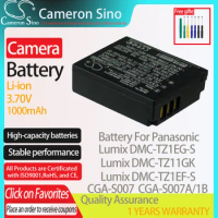 CameronSino Battery for Panasonic Lumix DMC-TZ1EG-S Lumix DMC-TZ11GK fits Panasonic CGA-S007 Digital camera Batteries 1000mAh