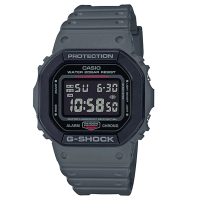 【CASIO 卡西歐】G-SHOCK 經典錶款5600系列/43mm/軍風灰(DW-5600SU-8)