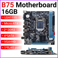 B75 Motherboard LGA 1155 Support 2*DDR3 USB3.0/2.0 4XSATA Placa Mae 16GB Micro-ATX 1155 Plate Board PC Desktop Motherboard