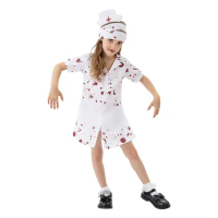 Girls Zombie Nurse Halloween Costume Bloody Killer Nurse Uniform Horror Fancy Dress Kids Costumes