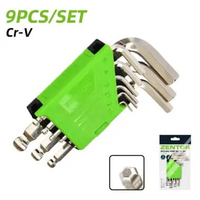 ZENTOR Kunci L Set Hex Key 9 PCS Bola - Bintang - Datar ZT171XXS Mini Bola