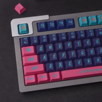 PBT Cyber Punkk Keycaps Dye Sublimation Cherry Height Pink Purple Mechanical Keyboard Custom GK61 Anne Pro 2