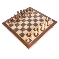 BSTFAMLY wood chess set, portable game of international chess, 30*30/40*40cm*2.5cm folding chessboard chess game I14