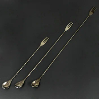 1PCS Trident Bar spoon Cocktail Mixing Spoon 30cm/40cm/50cm, Stainless Steel, Gunmetal Black