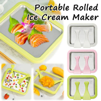 Non-electric Portable Rolled Ice Cream Maker Frozen Dessert Maker Home Use Fry Ice Cream Spatulas Tr
