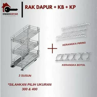 Rak Piring Dapur 3 Susun Chrome 300 , 400mm Huben 400 RD + KB + KP