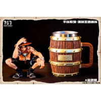 One Piece Barrel Cup Figure Luffy Ace Sabo Wine Cheers Series Gold Silver Ornament Doll Pvc Action Model Kids Collection Gift