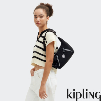 Kipling 質感極致黑雙拉鍊實用肩背包-NIKKI