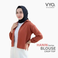 Vyo Hanin Kemeja Wanita Crop Top Atasan Blouse Wanita One Size Putih