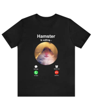 original Hamster is Calling Funny Meme Shirt Meme Hamster Staring T-shirt Front Camera hamster calli
