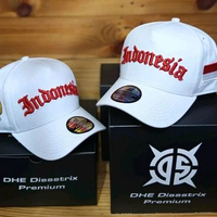 Topi Basebal Premium Logo Indonesia Kain hitam Bordir Putih