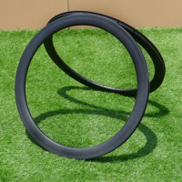 Bicycle Clincher Wheel Rim 50mm Full Carbon 700C Road Cyclocross Bike Wheel Rims for Disc Brake Front &amp; Rear Set 23mm Width