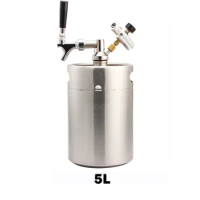 5L Mini Beer Keg Home Brewing Beer Growler,Stainless Steel Premium Kegs Mini Kegerator Craft Beer Dispenser Use 8g CO2 Cartridge