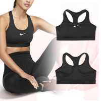 Nike 運動內衣 Swoosh Medium Support 女款 黑 中強度支撐 Dri-FIT 排汗 DX6822-010