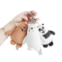 We Bare Bears Anime Plush Toys Pendant Grizzly Panda Ice Bear Keychain Key Ring Stuffed Dolls Plushies Figures Key Chain Gifts