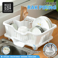HUGO Rak Cuci Piring Wastafel Rak Dapur Multifungsi Rak Pengering Piring Mangkuk