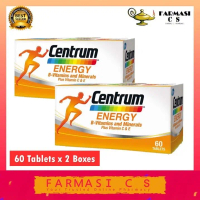 Centrum Energy B-Vitamins and Minerals Plus Vitamin C & E 60 Tablets x 2 Boxes (TWIN) EXP:01/2026
