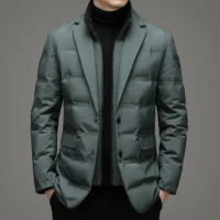 Top Grade Man Down Jacket 2024 New Arrival Men Business Casual Classic Suit Collar 90% Gery Duck Coat Keep Warm parkas
