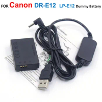 DR-E12 DC Coupler LP-E12 Fake Battery+ACK-E12 USB Cable Power Bank Charger Adapter For Canon EOS M M2 M10 M50 M100 M200 Camera