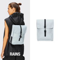 【RAINS官方直營】Backpack Micro 經典防水迷你雙肩背長型背包(Wind 和風藍後背包)