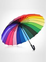 24骨直桿傘彩虹傘長柄傘大傘雙人三人自動16晴雨傘彩色雨傘廣告傘
