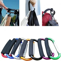 Large Carabiner Stroller Hooks Organizer Aluminum D Ring Spring Snap Keychain Clip Carry Handle for Hanging Purses Shopping Bags