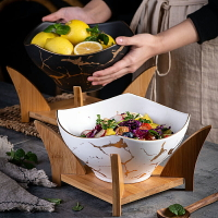 北歐創意水果沙拉碗大理石紋陶瓷餐具家用湯碗拉面碗大號水煮魚碗
