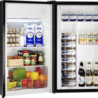Mini Fridge with Freezer, 3.2Cu.Ft, Single Door Small Refrigerator, Energy-efficient, Low Noise, Mini fridge for Bedroom Dorm