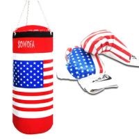 Children Boxing Toy Set Champion Punching Bag and Pair of Soft Padded Gloves USA Flag Sports Toys Training Game Extra Large