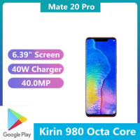 Global Version HuaWei Mate 20 Pro LYA-L29 Mobile Phones 40.0MP 4 Cameras Android 9.0 6.39" OLED 40W Charger Kirin 980 IP68 NFC