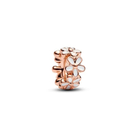 ชาร์ม Gold White Daisy Flower 14k Rose Gold Spacer Charm สี Rose Gold