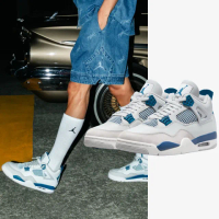 【NIKE 耐吉】籃球鞋 Air Jordan 4 男鞋 女鞋 藍色 白色 海軍藍 AJ4 復刻 潮流 穿搭(FV5029-141)