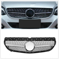 Nice For Mercedes-Benz W246 B Class 2015-2017 B200 Front Grille Silver Diamond Style Car Upper Bumper Hood Mesh Grid