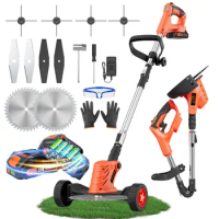 Electric Cordless Weed Wacker - Foldable Lightweight Weed Eater - 21V 2x2.0Ah Weed Eater Battery Powered, 4-in-1 Grass Trimmer/W